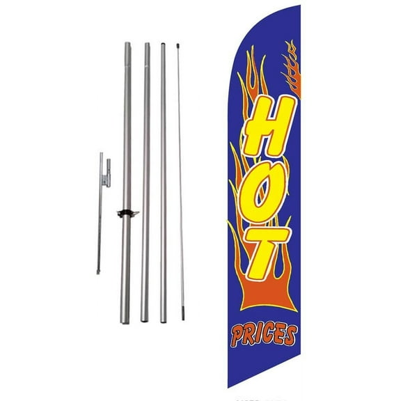 Hot Prices Auto Dealership 15 foot Feather Banner Swooper Flag Sign with Pole Kit and Ground Stake