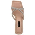 thumbnail image 3 of NINE WEST Womens Beige Rhinestone Blonde Square Toe Kitten Heel Slip On Heeled Sandal 8.5 M, 3 of 4