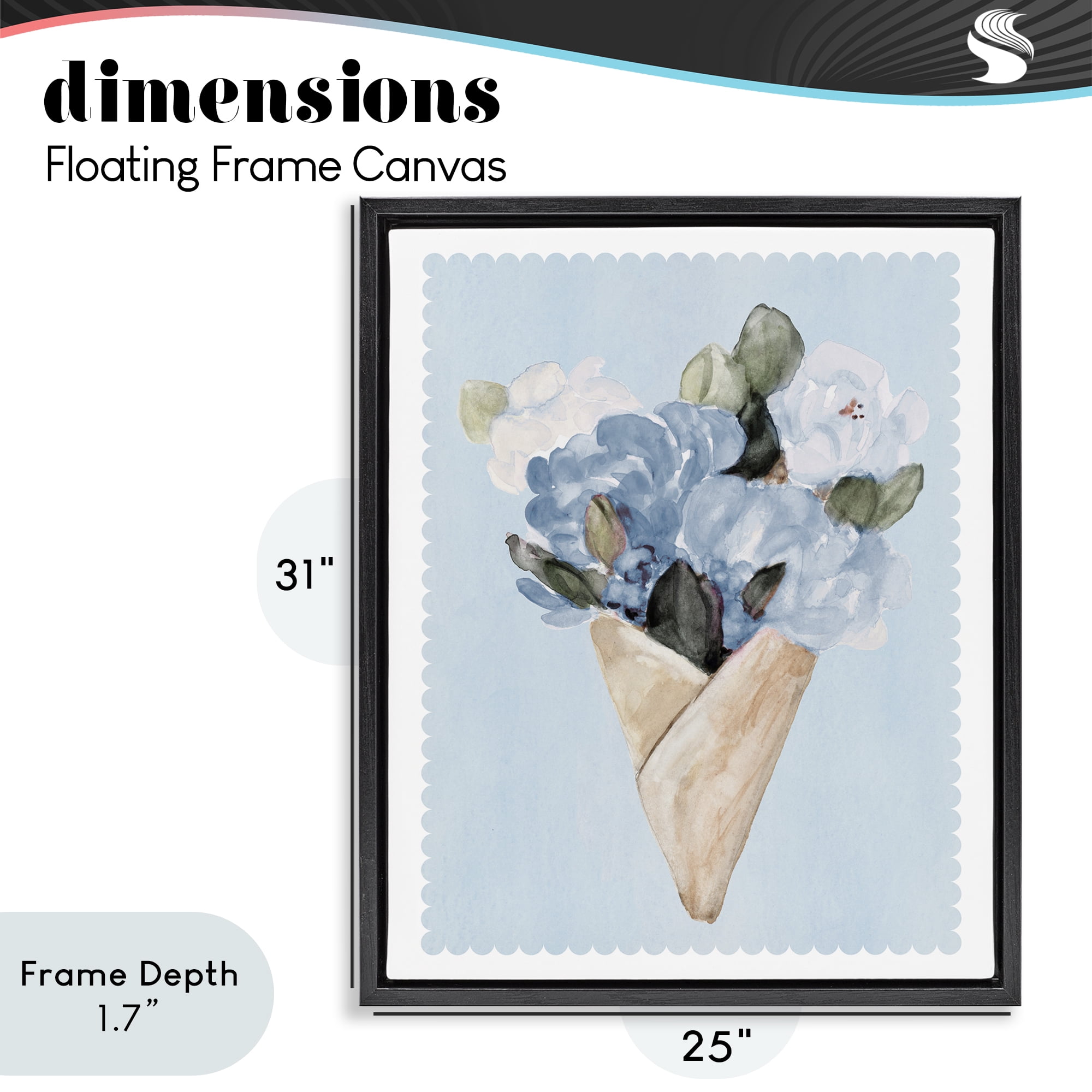 Stupell Industries Blue Gift Bouquet Black Framed Floater Canvas Wall Art, design by Lanie Loreth