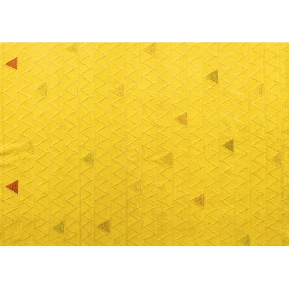 Ahgly Company Machine Washable Indoor Rectangle Solid Yellow Modern Area Rugs, 5' x 8'