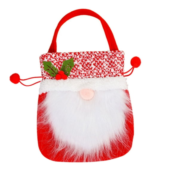 Christmas Gift Bag with Handle Portable Soft Lovely Faceless Old Man Packaging Bag Reusable Santa Snack Candy Bag Christmas Tree Decoration Holiday Supplies
