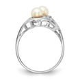 thumbnail image 2 of Solid 14k White Gold 4mm Freshwater Cultured Pearl Diamond Ring Band Size 6.5 (.04 cttw.), 2 of 6