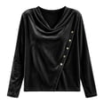 thumbnail image 7 of Womens Velvet Cowl Neck Tops Loose Fit Fall Winter Long Sleeve Elegant Casual Pullover Blouse Black XL, 7 of 7