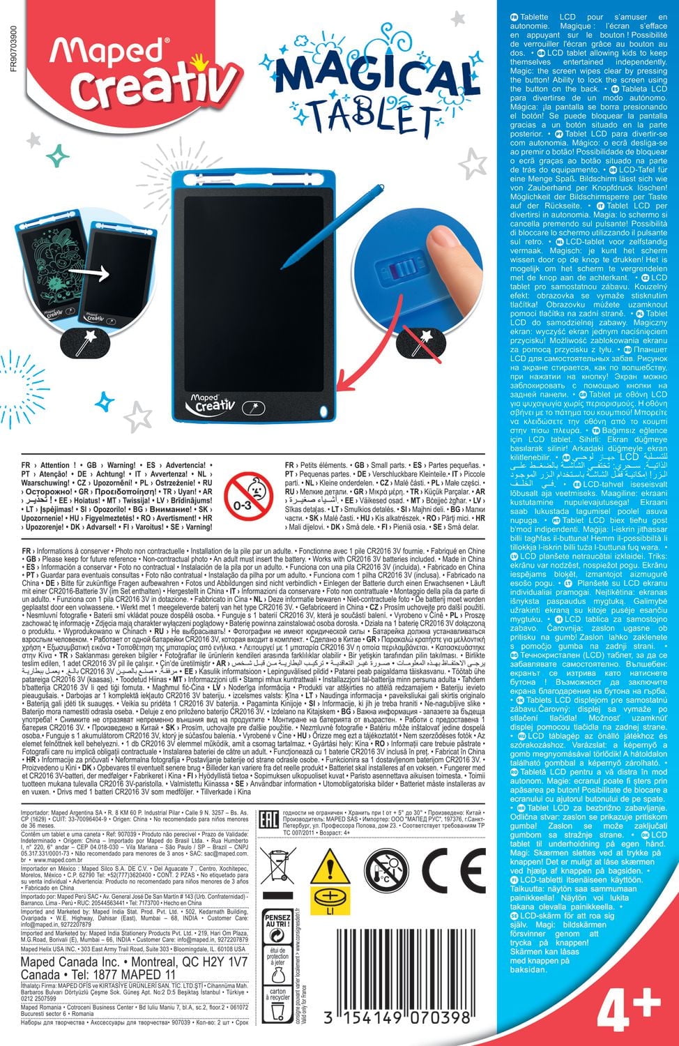 Maped Creativ - Magical Drawing Tablet - 8.5 Inches - Battery included