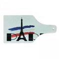thumbnail image 1 of Hipster Cutting Board, Paris Typography with Eiffel Tower and France Flag Tone Europe Image, Decorative Tempered Glass Cutting and Serving Board, Wine Bottle Shape, Black Navy Blue Red, by Ambesonne, 1 of 1