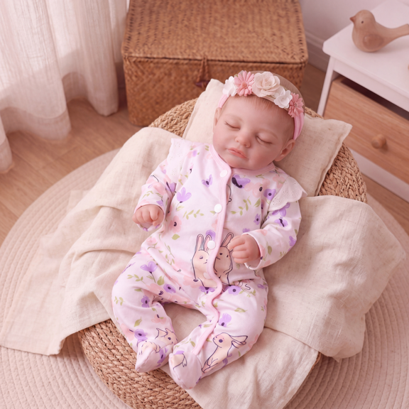 RSG Lifelike Reborn Baby Dolls 20 inch Sleeping Baby Dolls Soft Cloth Body with Accessories Gift Box for Kids Age 3