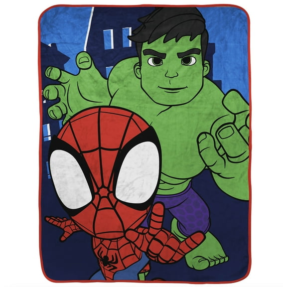 Spidey & His Amazing Friends Kids Throw, 46 x 60, Microfiber, Blue, Marvel