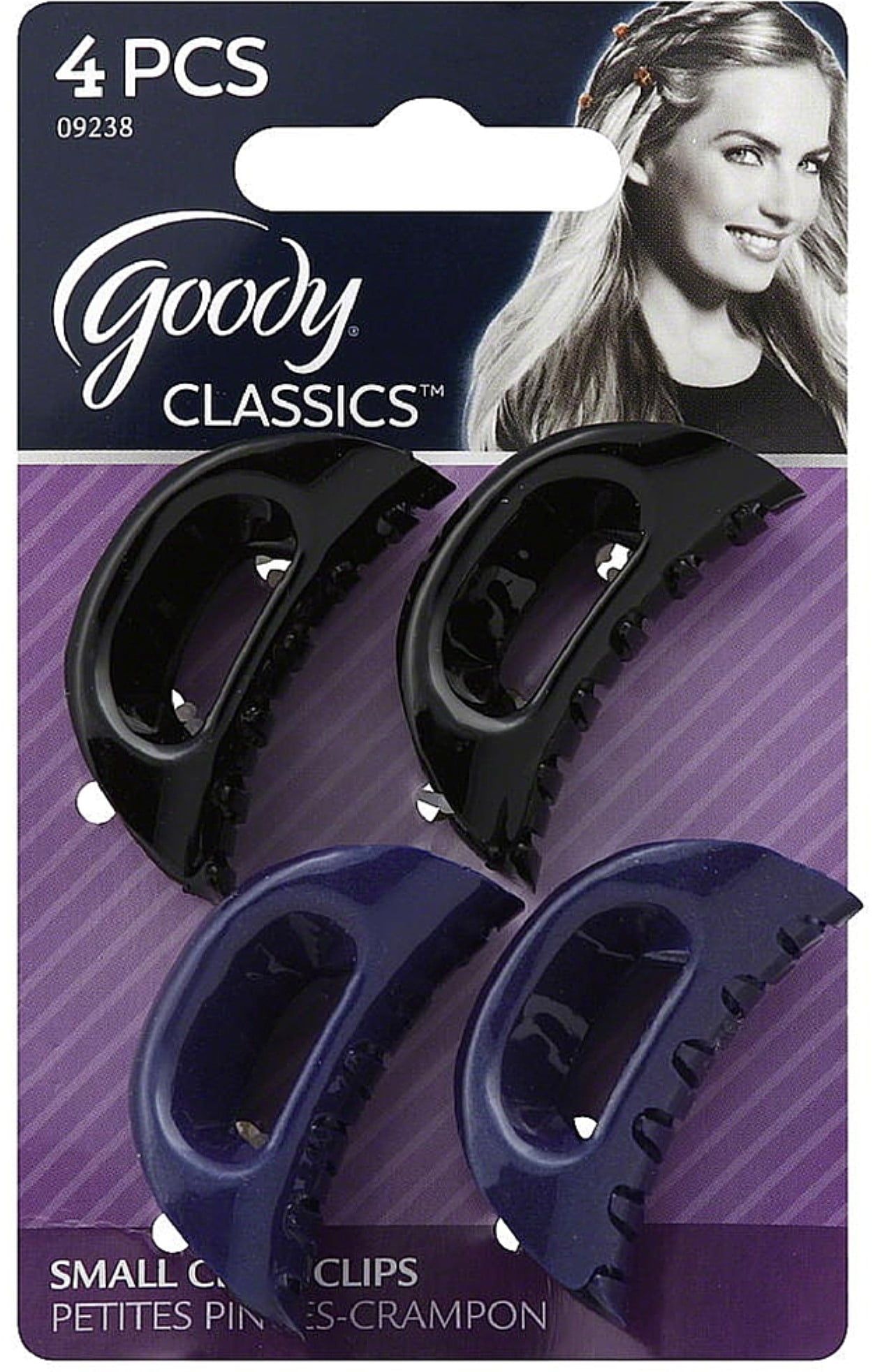 2 Pack Goody Classic Small Curved Claw Clips, Colors May