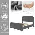 thumbnail image 4 of GloryStar Bed Frame with 50.2" Tall Headboard, Velvet Upholstered Bed Frame with Vertical Channel Tufted Headboard & Footboard, Nailhead Trim, No Box Spring Needed, 4 of 9