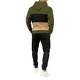 thumbnail image 4 of Hogleaql Men's Tracksuit 2 Piece Hoodie and Sweatpants Color Block Relaxed Fit Pullover Hoodies Jogging Athletic Pant Set Fleece Fall Winter Suits with Pockets Army Green XL, 4 of 5