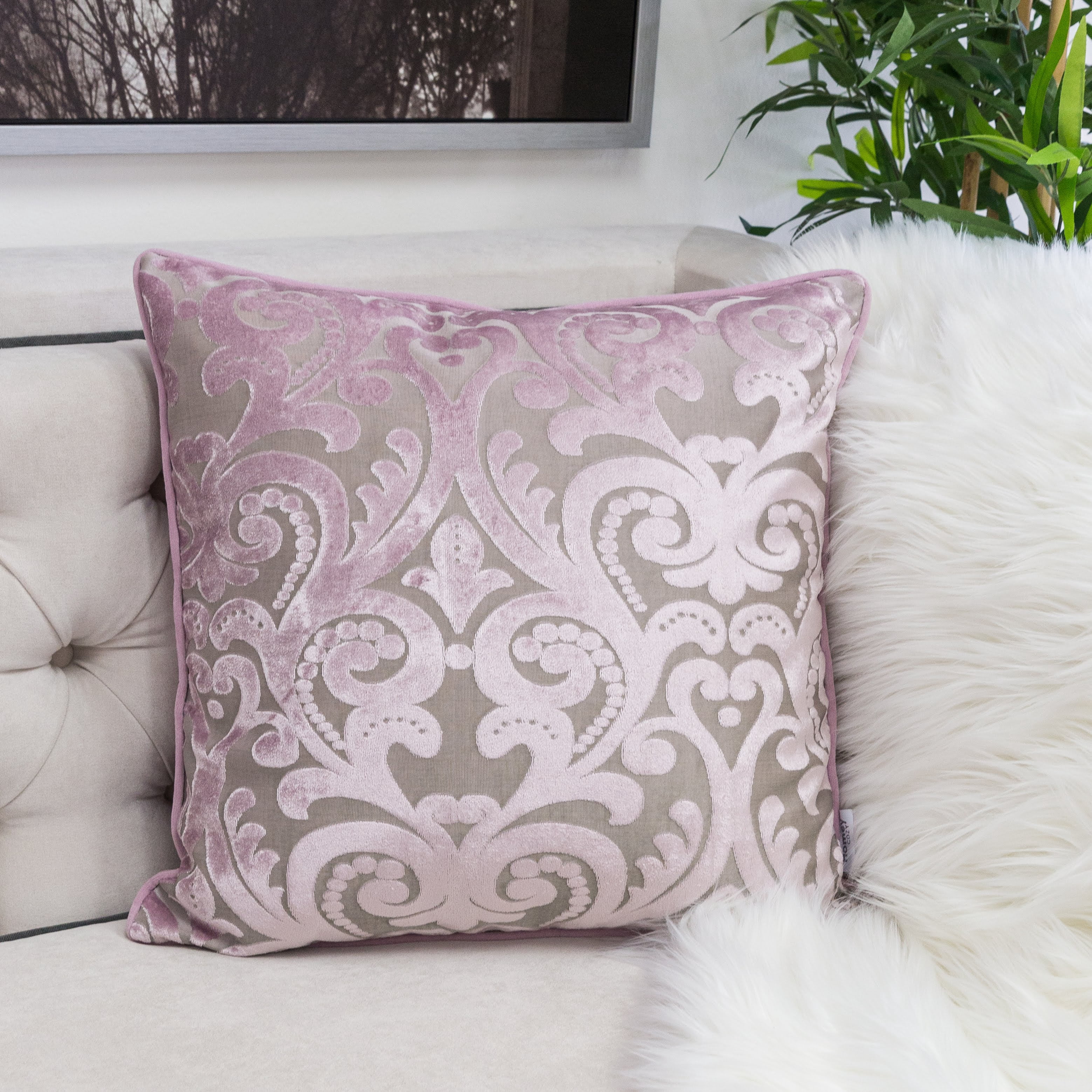 Lianne Blush Geometric Polyester 20 in. x 20 in. Throw Pillow