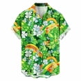 thumbnail image 2 of Blczomt Oversized Men Shirts Short Sleeve Button Down Soft St. Patrick's Day Tee Button Up Clover Graphic Summer Men's T-Shirts, 2 of 6