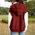 thumbnail image 5 of Htigea Hoodies Coat for Women Full Zip Long Sleeve Sweatshirts Thin Fleece Hooded Pullover Fall Tops Wine M, 5 of 5