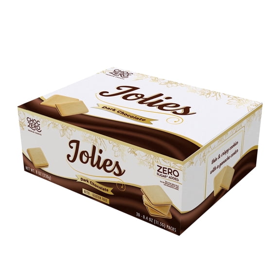 ChocZero Dark Chocolate Jolies, Sugar Free Chocolate Filled Cookies, Keto Friendly, 8 oz Box