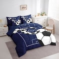 thumbnail image 3 of Feelyou Blue Letter C Twin Bedding Sets 7-Piece, Soccer Rugby Sport Bedding Comforter Set, 3 of 8