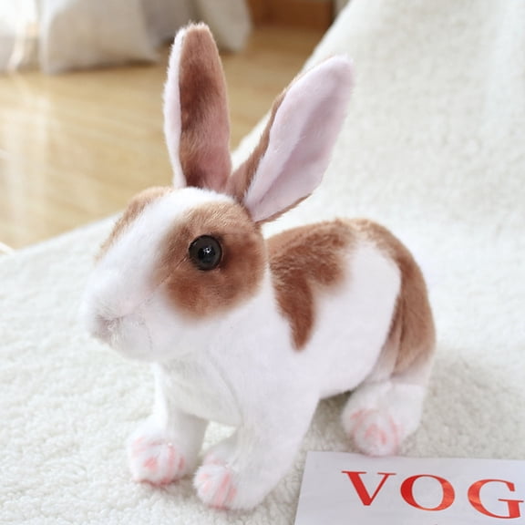 Wizlet Realistic Spotted Rabbit Plush Stuffed Animal, 11.8 Inch Fluffy Bunny Plush Toy, Cute Wildlife Doll Gift-Brown