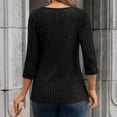 thumbnail image 3 of Loose Fitting Blouses for Women Plus Size New Knitted Pullover Tops for Women 3/4 Sleeve Lace Blouses Dressy Casual Crew Neck Loose Comfy Tunic Shirt Black L, 3 of 8