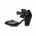 thumbnail image 2 of SACFOF Women's Mary Jane Heels with Bow Retro Closed Round Toe Pumps Sweet Ankle Strap Low Block Heels Chic Bowtie Vintage Dress Wedding Party Office Daily Shoes, 2 of 6
