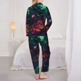thumbnail image 3 of Bingfone Womens Pajama Sets Red And Green Carnation Print,Long Sleeve Loungewear Pajamas Set-X-Large, 3 of 8