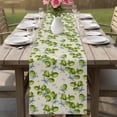 thumbnail image 4 of Green Lemons Table Runner 120 Inches, Summer Watercolor Blue Bows Fruits on Linen Bed Runner Dresser Scarves Tabletop for Indoor Outdoor Parties/Ceremony/Banquet, 13"x 120", 4 of 9