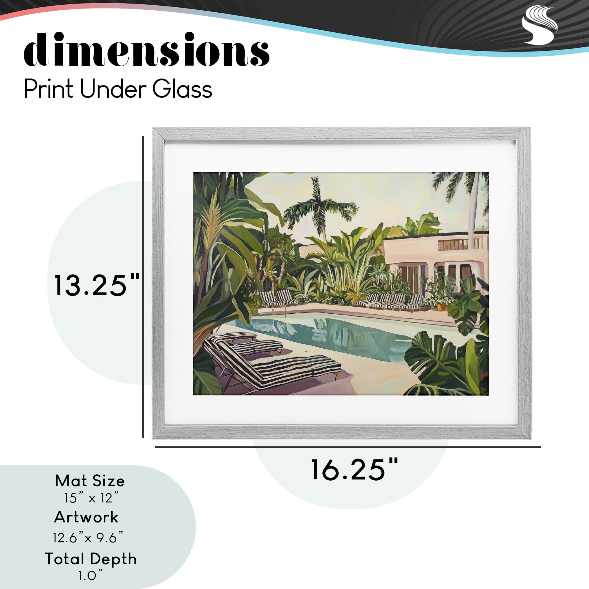 Stupell Industries Poolside Resort Lounge Chairs Gray Framed Print Under Glass, design by Sisi and Seb