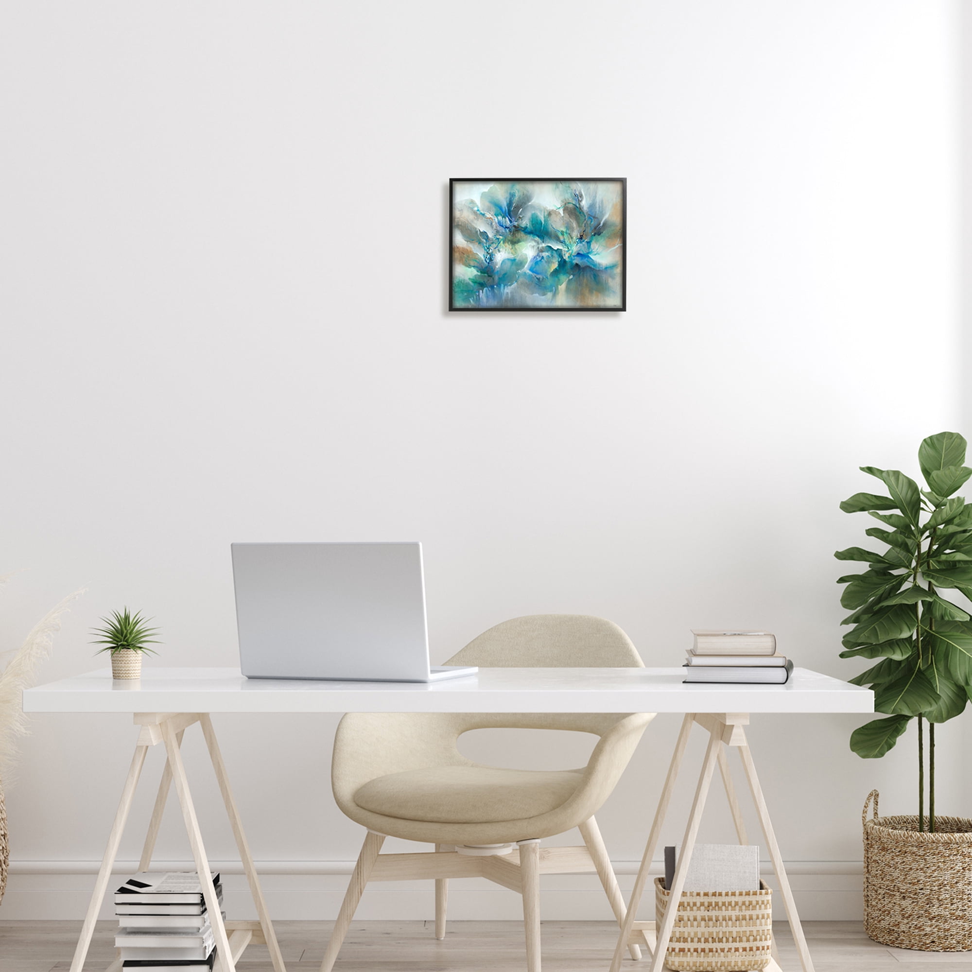 Stupell Industries Modern Blended Paint Abstraction Floral Petal Shapes Blue, 14 x 11, Design by K. Nari