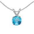 thumbnail image 1 of 14k White Gold 5 mm Round Blue Topaz Pendant with 18" Chain, 1 of 3