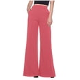 thumbnail image 2 of ClodeEU Womens High Waist Flare Wide Leg Pant, Casual Loose Business Pants With Pockets Red,Womens Plus XXXL, 2 of 8