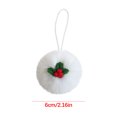 thumbnail image 2 of Soft Faux‑Fur Pom Pom Christmas Ornaments, 6cm Cute Resin‑Decorated Mini Hanging Baubles for Xmas Tree & Wreath Decor, 2 of 6