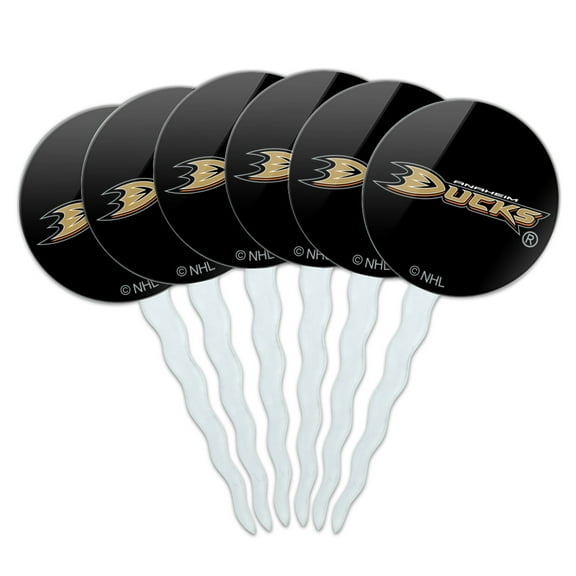 NHL Anaheim Ducks Logo Cupcake Picks Toppers Decoration Set of 6