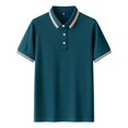 thumbnail image 4 of Sakmal Button Down Men's and Big Men's Polo Shirts Short Sleeve Beach Vacation Tshirts Solid Blue Business Casual Shirts for Men 3XL, 4 of 4