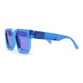 thumbnail image 3 of Showy Metallic Plastic Colorful Mirror Lens Rectangle Mob Horn Rim Sunglasses Blue Mirror, 3 of 4