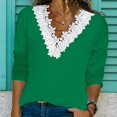 thumbnail image 2 of Yuyuzo Plus Size Tops for Women Lace V Neck Top Long Sleeve Shirts Cute Loose Solid Color Tunic Top Blouses Fall Clothes, 2 of 6