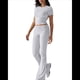 thumbnail image 1 of Pantalón de Traje de Corta Ajustado de Color Liso Gris L, 1 of 9