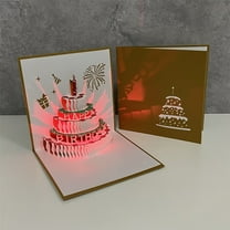 EGYMEN Three-Dimensional Birthday Card, Pop-Up Cake Design Greeting Card with Envelope, Unique Photo Gift for Kids, Safe Paper Cut Craft for Children's Parties