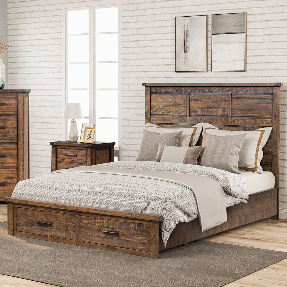 Rustic Reclaimed Pine Wood Storage, Wayfair White Bed Frame With Storage