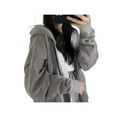 thumbnail image 4 of hirigin Women Zip Up Jacket Casual Loose Solid Color Long Sleeve Hoodie Sweatshirt with Pockets Autumn Streetwear, 4 of 5