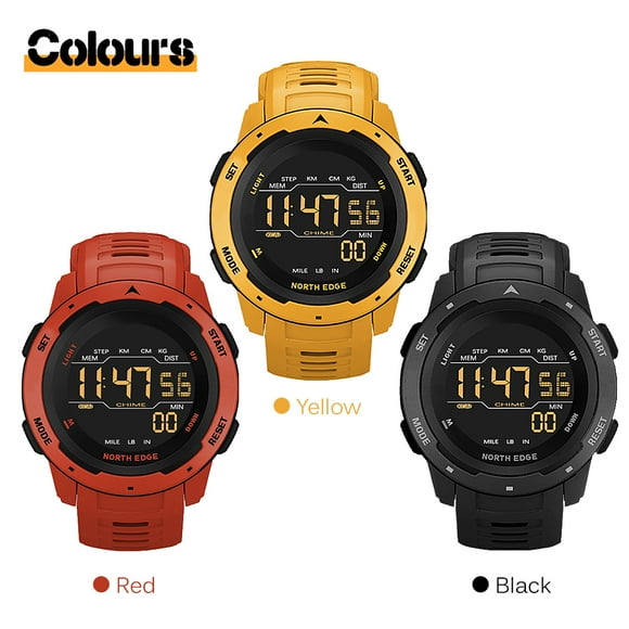 Matriz Reloj Digital Deportes Relojes Para Hombres PODÓMETRO DIAL PEDOMERADOR Reloj Impermeable 50m Reloj Digital Reloj Militar
