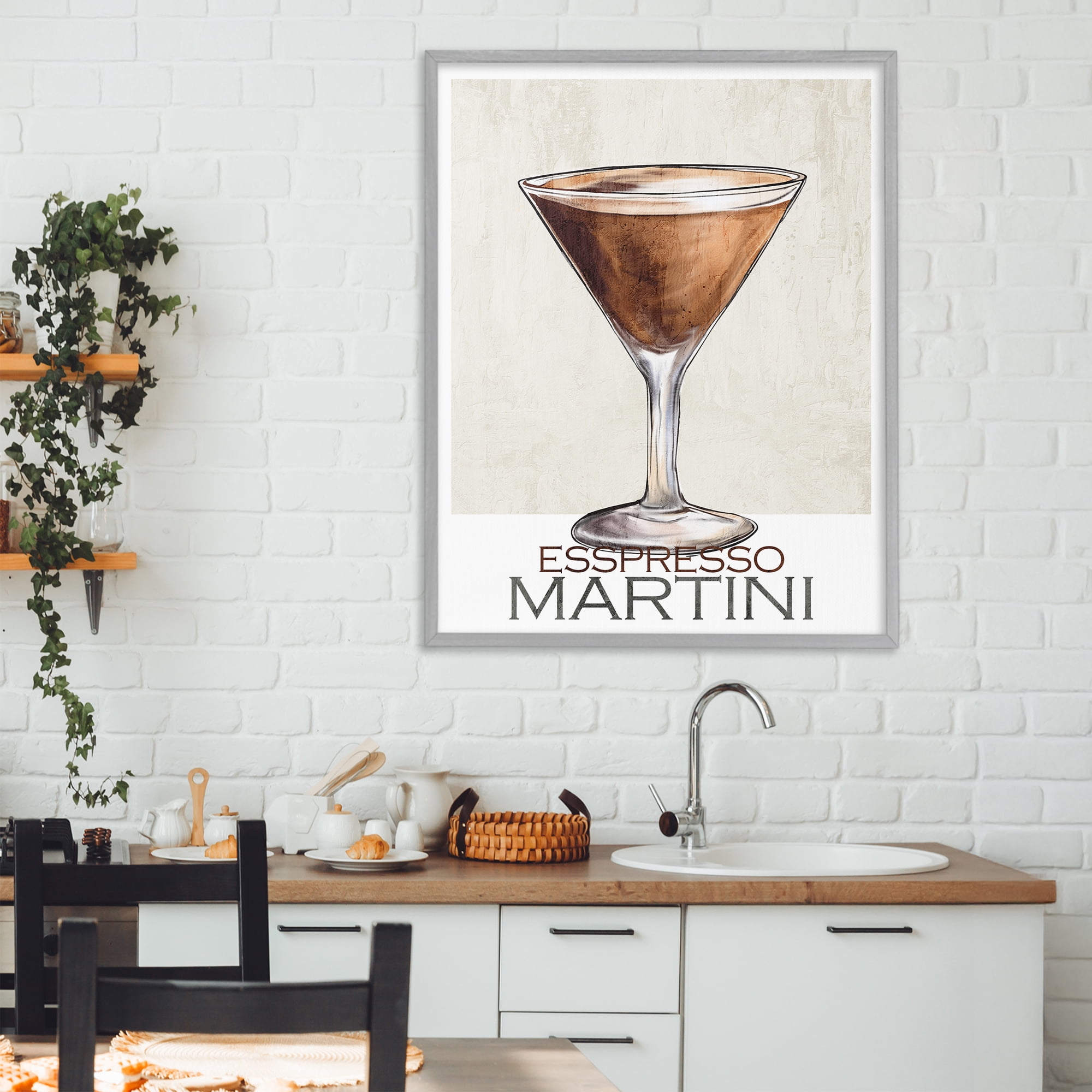 Stupell Industries Sophisticated Espresso Martini Gray Framed Giclee Art, design by Kim Allen