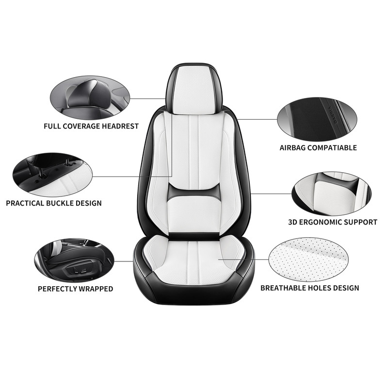 Car Seat Covers Full Set For Hyundai Elantra 2002-2024 2025, Breathable Waterproof Nappa Leather Auto Seat Protectors with Lumbar Support, Luxury Automotive Interior Accessories