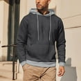 thumbnail image 2 of Momasggi Men's Color Block Hoodies Loose Fit Long Sleeve Drawstring Hooded Sweatshirts Casual Pullover Tops Fashion Fall Winter Hoodie with Pockets Silver M, 2 of 9