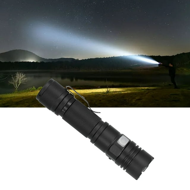 Linterna LED, Linterta Ultra Bright Interpretado Portátil de un botón USB Carga por iluminación de emergencia para acampar al aire libre para aventura