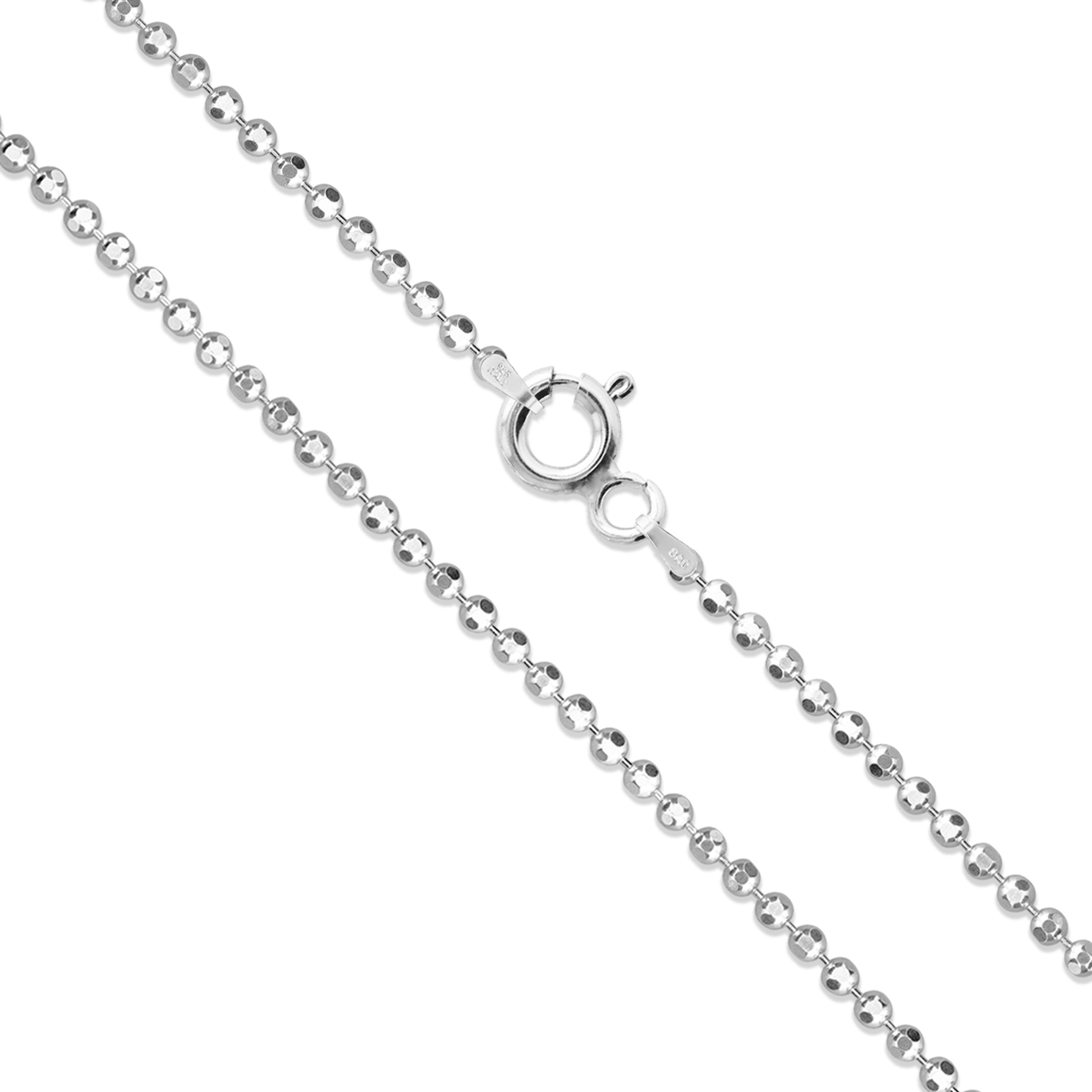 Sterling Silver DiamondCut Ball Bead Chain 1.5mm 925 Italy Dog Tag