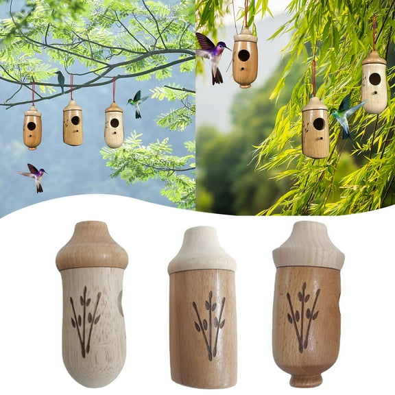 2022 Modern Wooden Outdoor Bird Feeder Attracts Wrens Swallows and Sparrows for Garden Hanging