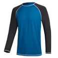 thumbnail image 4 of Weilanxin Long Sleeve Swim Shirts for Men Sun Protection Shirt Running Rashguard UPF 50+ UV Swimwear Athletic Workout Peacock Blue/CharcoalGray Size 2XL, 4 of 7