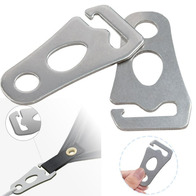 2 tensores de cuerda para tienda de campaña, tensores de acero inoxidable, hebillas de cuerda cortavientos para senderismo, playa, lonas, etc.