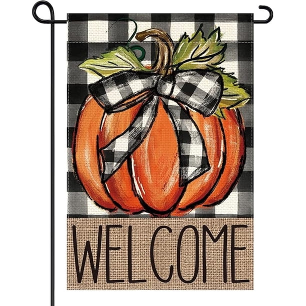 Bandera de jardín vertical de Acción de Gracias de 30 x 45 cm, doble cara, estilo otoñal, ideal para la cosecha del Día de Acción de Gracias, decoración de jardín otoñal (pavo amarillo claro)