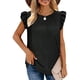 thumbnail image 3 of Blusa de manga con volantes Ticfox cuello redondo negro S, 3 of 6