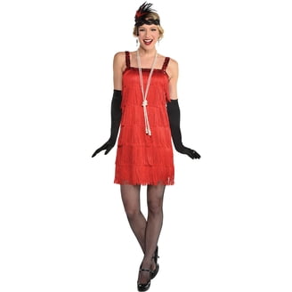 red flapper dress party city 1920s Fringe & Sequin Flapper Dress