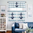 thumbnail image 2 of Navy Blue Anchor Kitchen Curtains Valances and Tiers Set of 3 Blue Striped Tier Curtains and Valance with Rod Pocket for Small Windows, 27.5"x36", 2 of 9